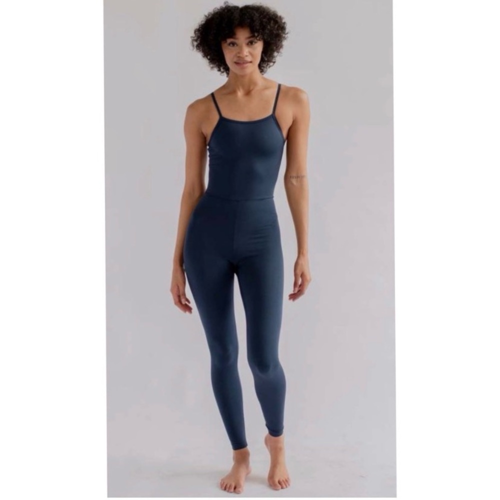Girlfriend Collective navy blue unitard